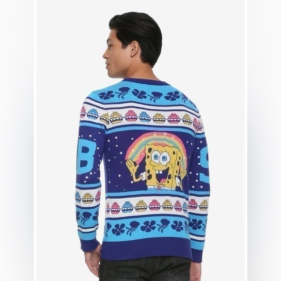 Unisex SpongeBob SquarePants Krabby Patty Holiday Sweater Size Medium - Picture 7 of 7